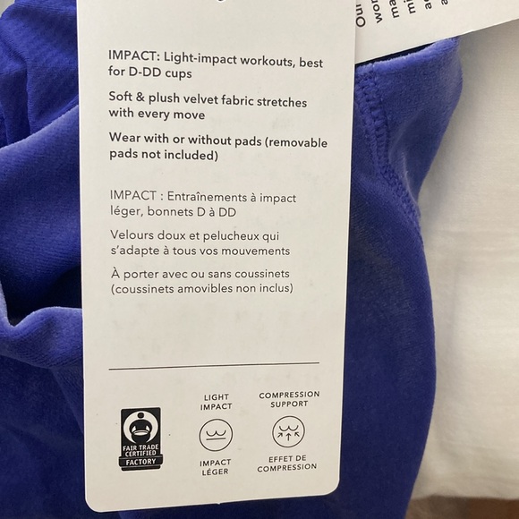 Athleta Velvet Cut Out Crop Top Sports Bra Velour Purple D-DD XL Extra Large - Picture 8 of 8